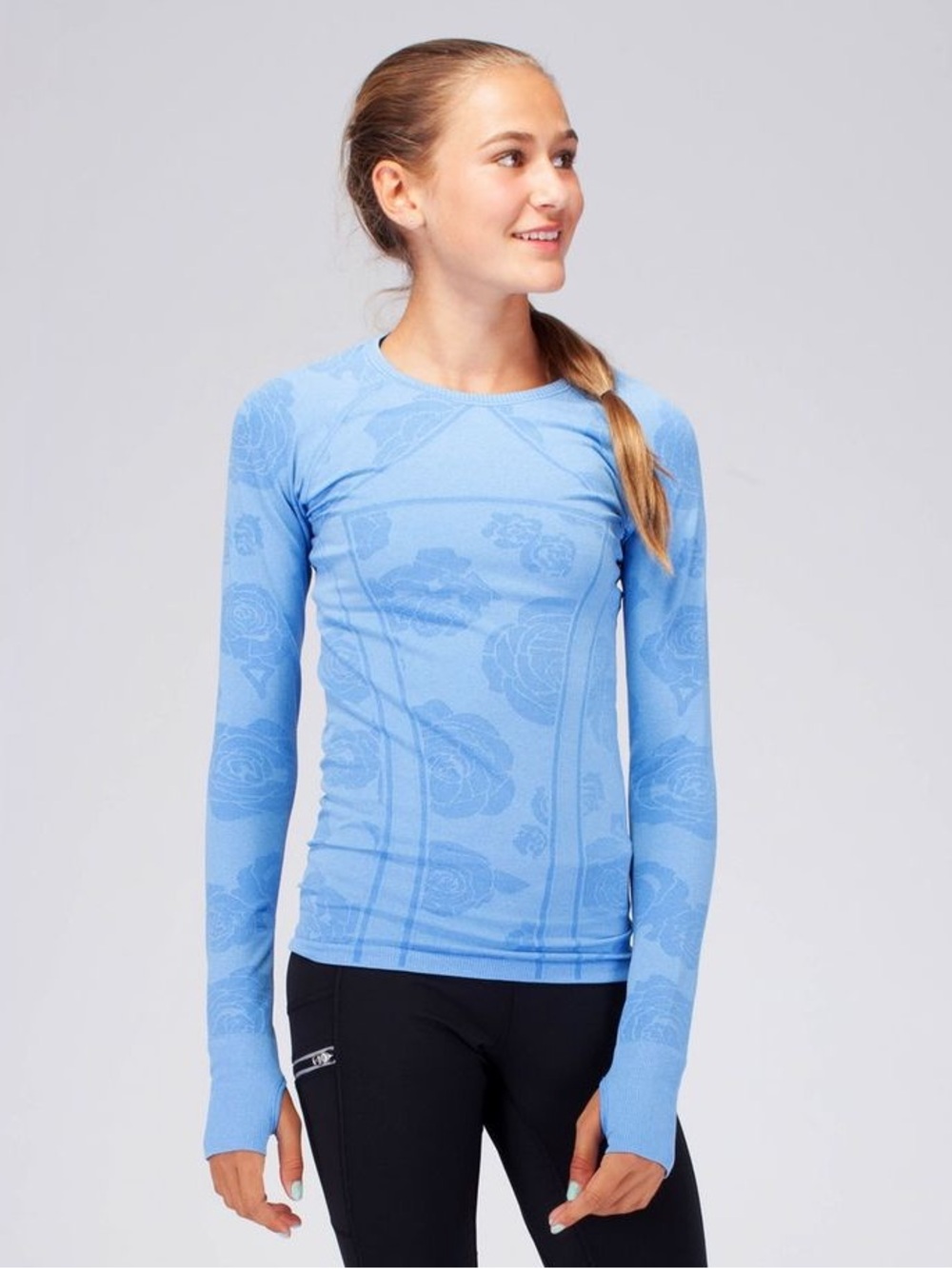 Ivivva Girls Activewear Floral Fly Tech Long Sleeve Size Large
